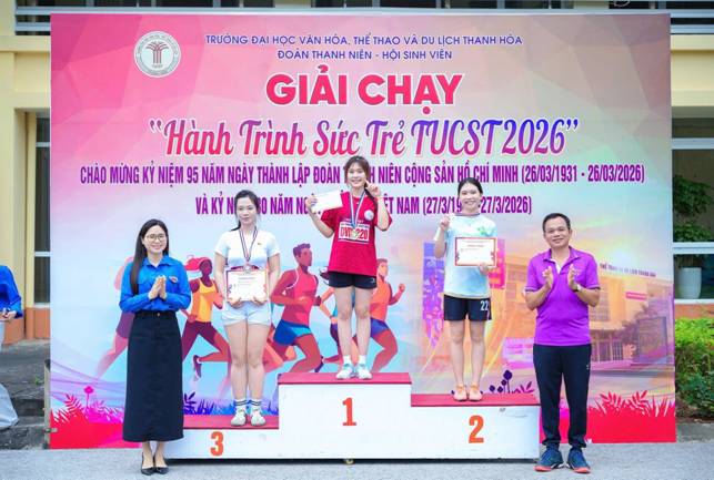 C&oacute; thể l&agrave; h&igrave;nh ảnh về văn bản cho biết 'TRƯỜNG ĐẠI HỌC VĂN H&Oacute;A, THỂ THO V&Agrave; DU LỊCH THANH H&Oacute;A ĐO&Agrave;N THANH NI&Ecirc;N HỘI SINH VI&Ecirc;N GIẢI CHẠY "H&agrave;nh Tr&igrave;nh &Sigma; Trẻ TUCST2026" CHẢO MỪNG KỲ NIỆM 95| NĂM NG&Agrave;Y TH&Agrave;NH LẬP ĐO&Agrave;N NI&Ecirc;N CỘNG SẢN HỒU CH&Iacute; MINH (26/03/1931 26/03/2026) V&Agrave;K&Yacute;N NĂM NCE. नें NAM (27/3/19 27/3/2026) 비피로버N리피거버의 THỂ 제정 [물m 1 3 3 2 赤ご'